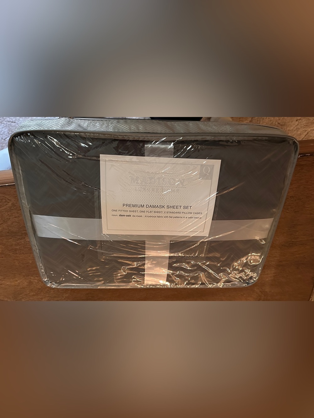 Premium Damask Sheet Set >Gray<Queen*BN!